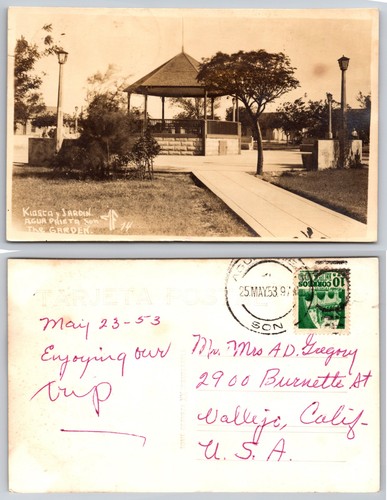 Cartolina kiosco jardin agua - cartolina,
